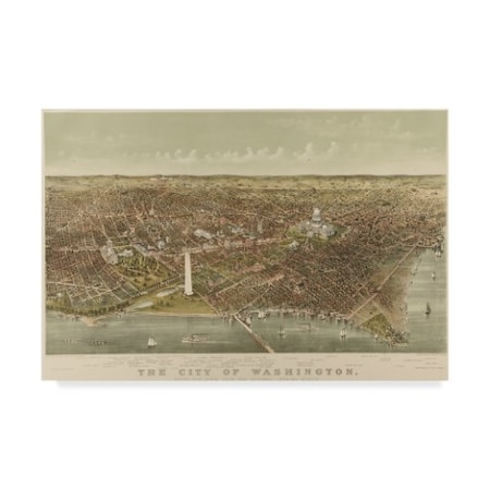 Currier And Ives 'Bird�S-Eye View From The Potomac, 1892' Canvas Art,22x32